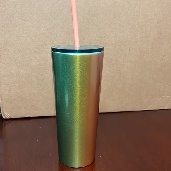 Starbucks Pink Yellow Green Ombre Stainless Still Cold Cup Tumbler, 16oz 2020 - Picture 4 of 6